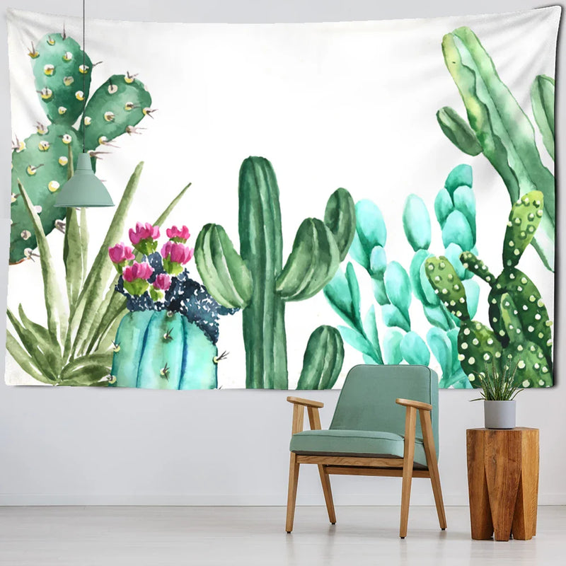 Afralia™ Cactus Tropical Plant Tapestry Wall Hanging for Children's Room Hippie Cartoon Home Decor