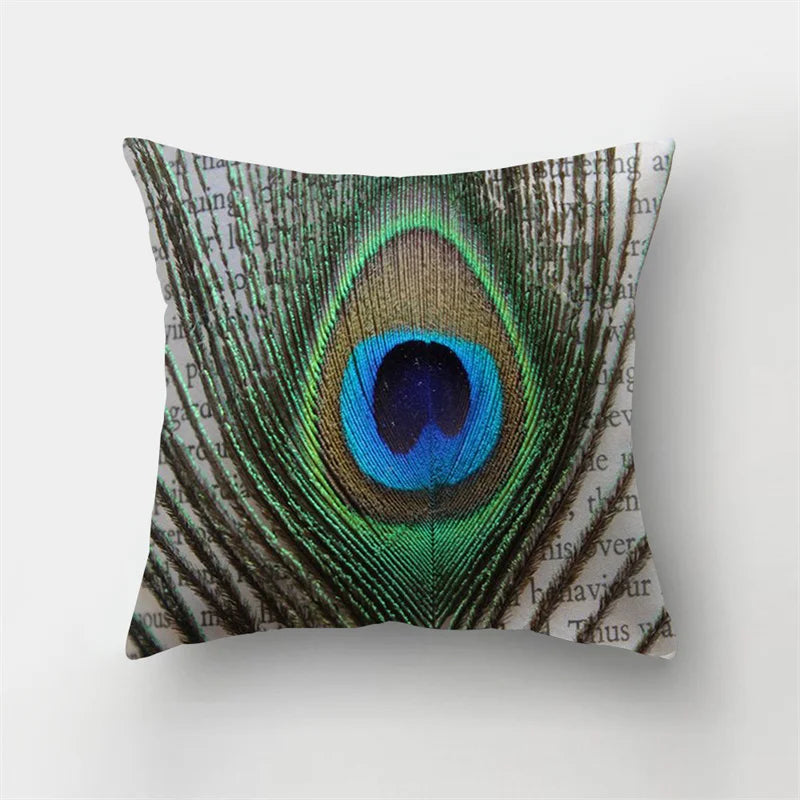 Afralia™ Peacock Feather Rainbow Cushion Cover - Custom Decorative Pillowcase