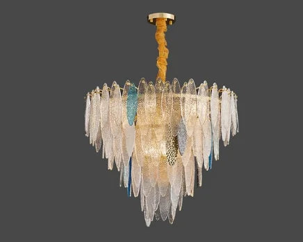 Afralia™ LED Glass Metal Leaf Chandelier: Luxury Postmodern Lighting for Home Decor, Bedroom, Living Room