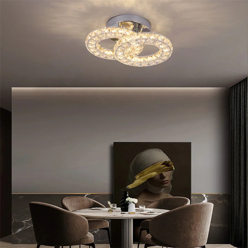 Afralia™ Modern K9 Crystal LED Ceiling Light Chandelier for Living Room, Bedroom, Home Decor