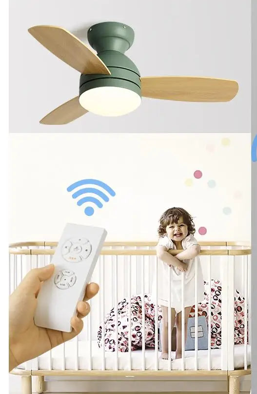 Afralia™ Macarons Ceiling Fan Light Remote Control Nordic Style for Kid's Room and Restaurant