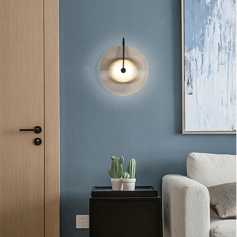 Afralia™ Modern Glass Wall Sconce Indoor Round Light Fixture for Living Room Bedroom