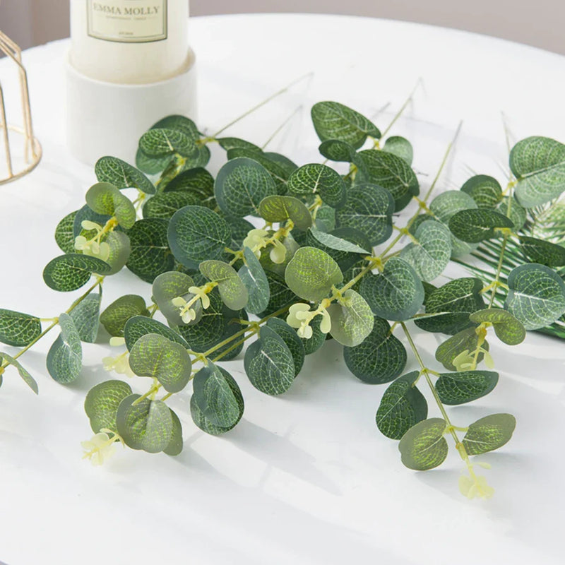 Silk Eucalyptus Leaf & Rose Artificial Plants Vase for Home Decor by Afralia™