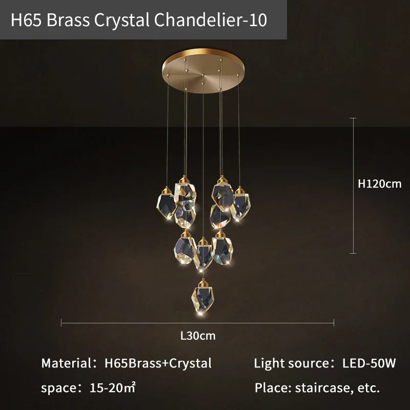 Afralia™ Crystal Diamond Chandelier for Duplex Building Stairwell Loft Pendant Lighting