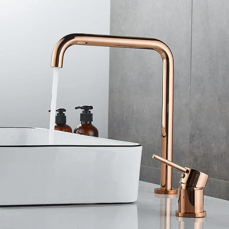 Afralia™ Rose Gold Bathroom Faucet with Super Long Pipe and 360° Rotation