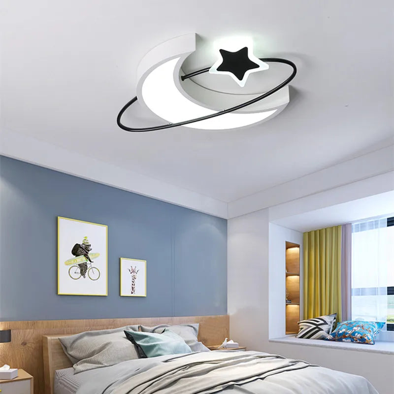 Afralia™ Modern Moon Ceiling Light for Kids Room and Bedroom Decoration