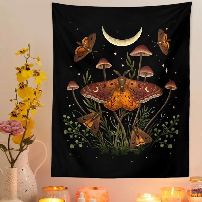 Nordic Boho Psychedelic Butterfly Tapestry for Witchcraft Tarot Wall Art by Afralia™