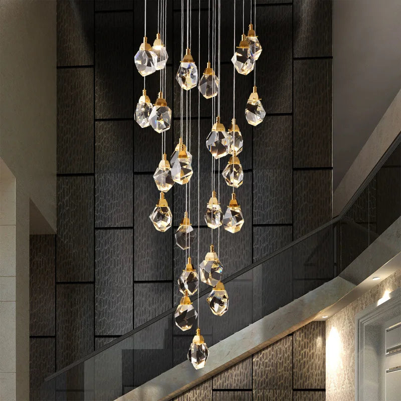 Afralia™ Nordic Crystal Chandelier for Duplex Villa Stair Living Dining Exhibition Hall