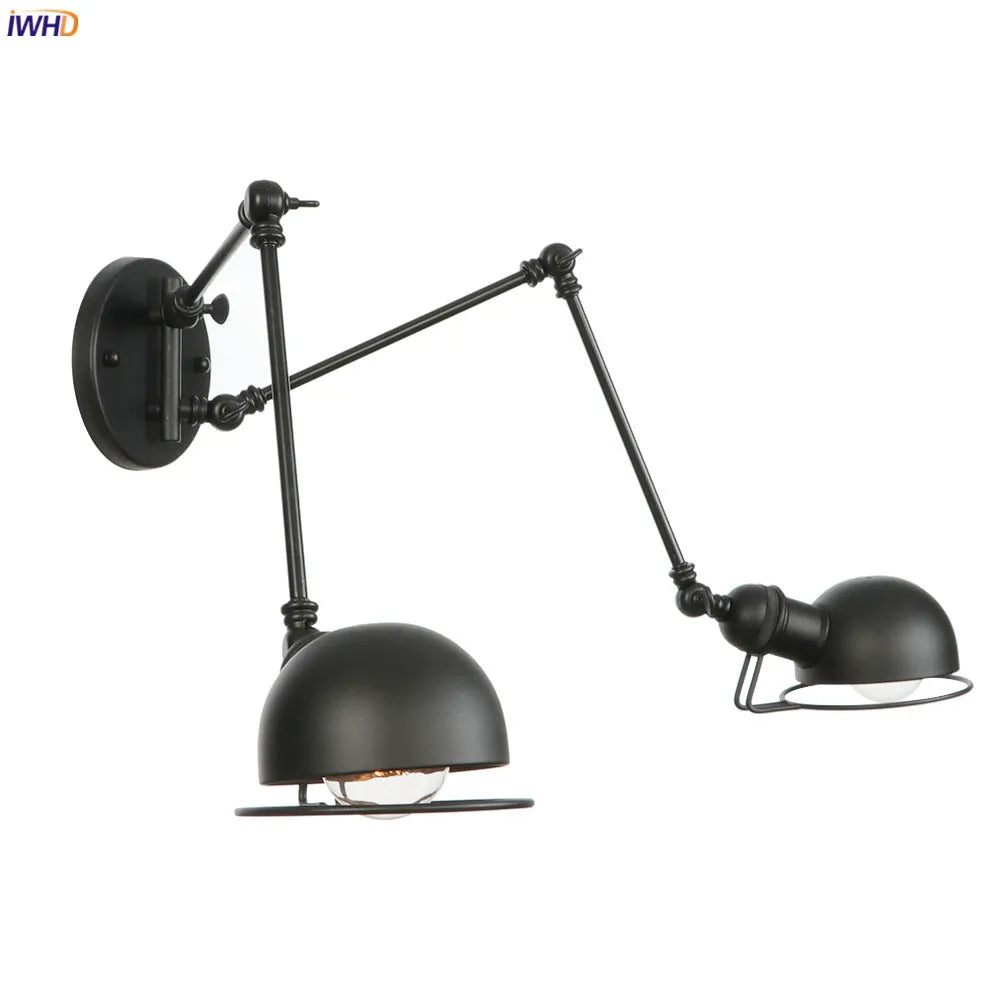 Afralia™ Antique Black Wall Lamp Vintage Industrial Sconce LED Applique Murale