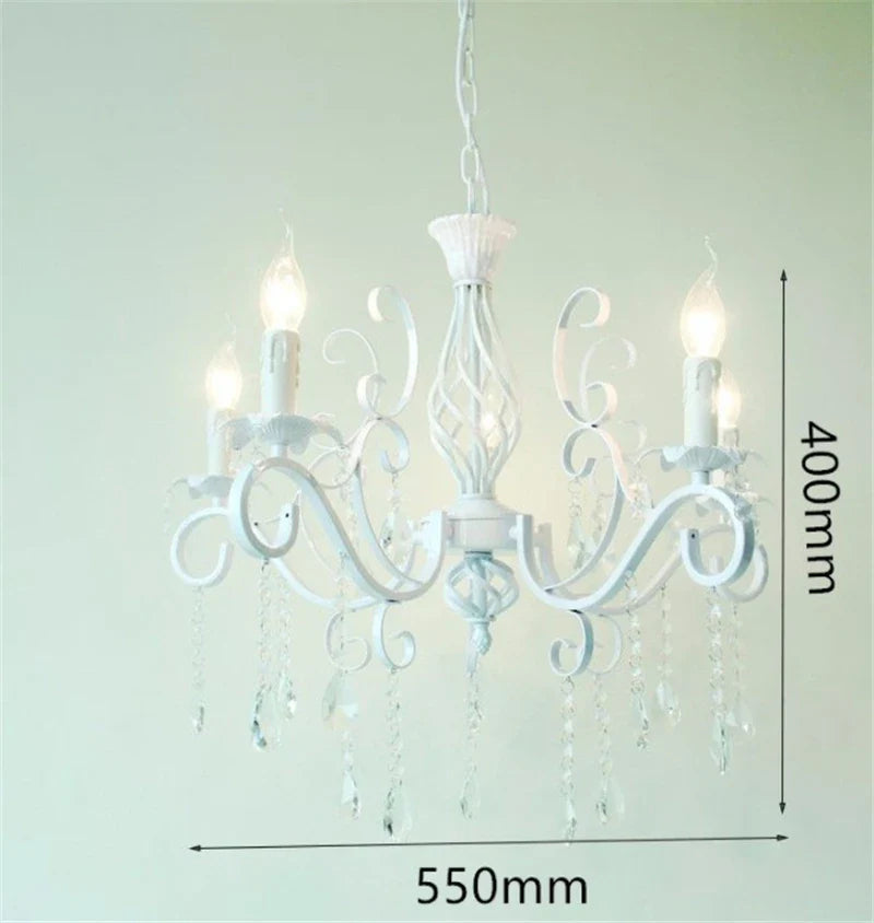 Afralia™ Retro Loft Wrought Iron Chandelier with White Crystal Deco for Dining Room