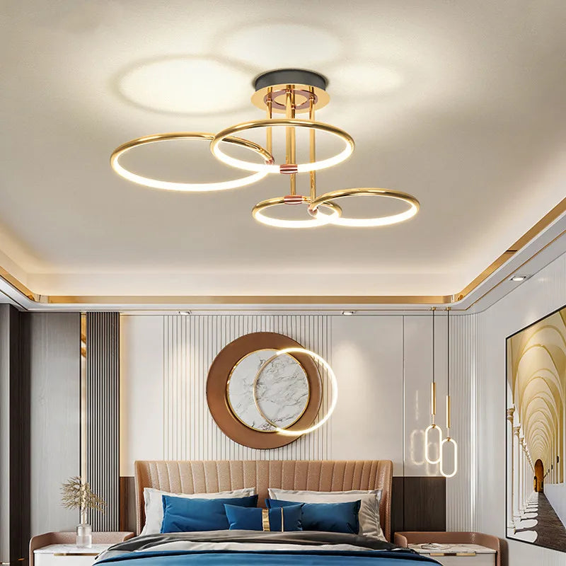 Afralia™ Modern Rings Chandelier for Living Room Dining Bedroom Ceiling Lamp