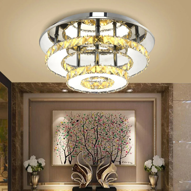 Afralia™ Stainless Steel LED Crystal Chandeliers: Elegant Lighting Fixture for Home Decor