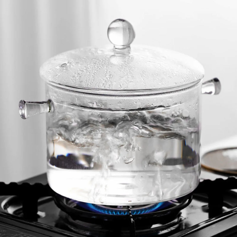 Afralia™ Glass Cooking Pot - Heat-Resistant Stove Pot for Boiling Water, Cooking Noodles, and Making Soup