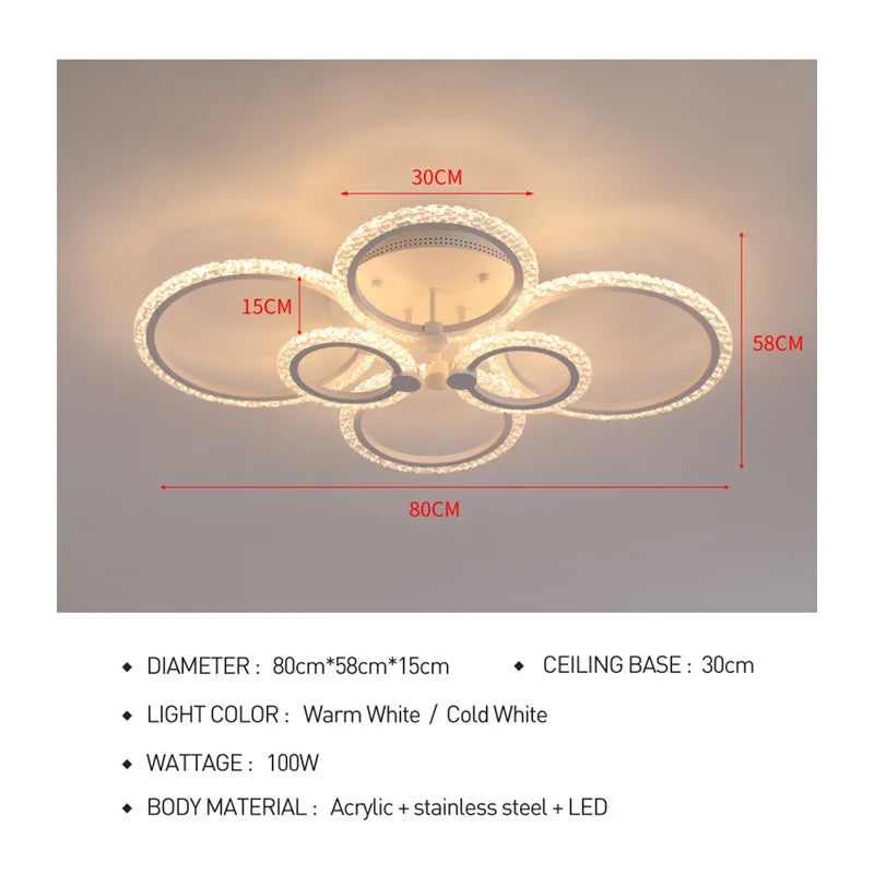 Afralia™ Acrylic Ceiling Lights Modern Chandelier LED Lamps Dining Living Room Bedroom Decor