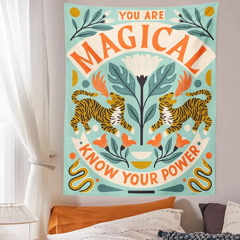 Tiger Flower Tapestry Wall Hanging for Room Decor - Afralia™ Magic Tapestries Snake Tiger