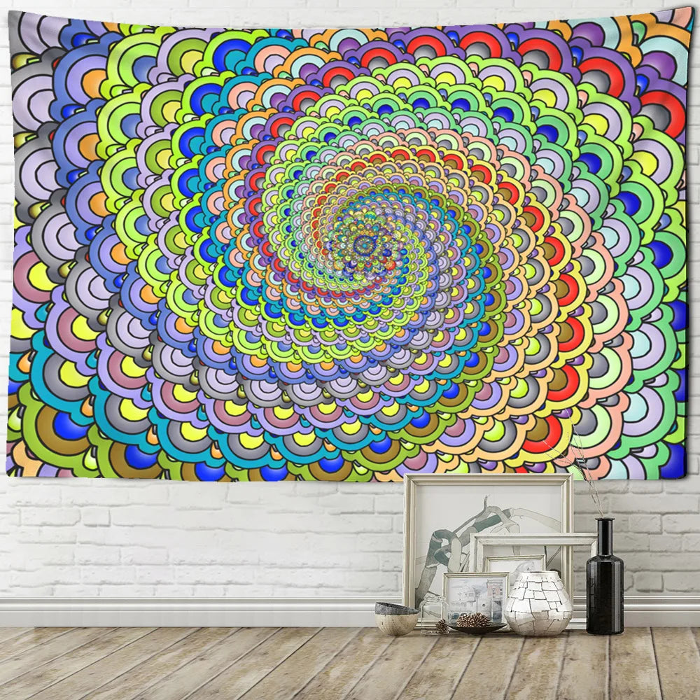 Afralia™ Mandala Tapestry Wall Hanging Psychedelic Beach Throw Hippie Bohemian Sleeping Pad