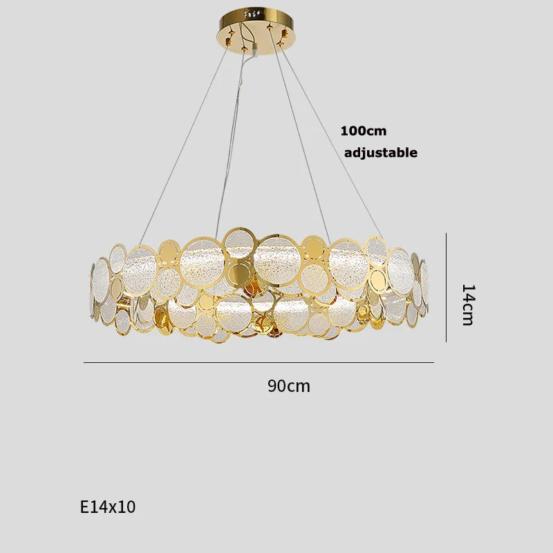Afralia™ Gold Iron Glass Chandelier Lighting for Dinning Room