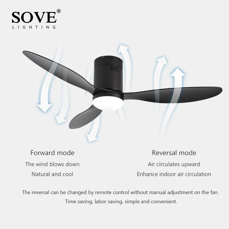 Afralia™ Village Ceiling Fan with Remote Control - LED Option, 220V/110V