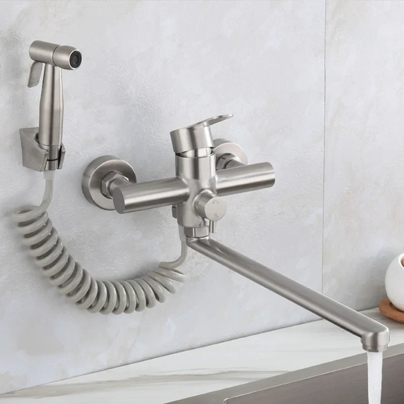 Afralia™ Stainless Steel Brushed Faucet Set for Kitchen & Bathroom