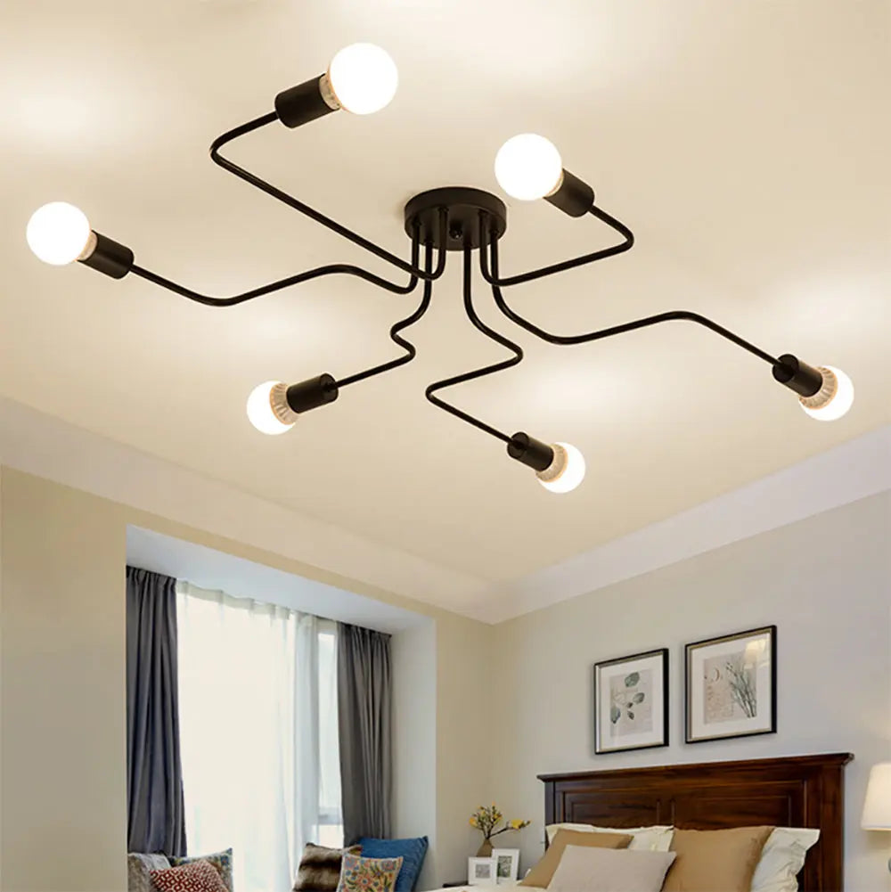 Afralia™ Vintage Wrought Iron Ceiling Lights Chandelier for Home Living Room Décor