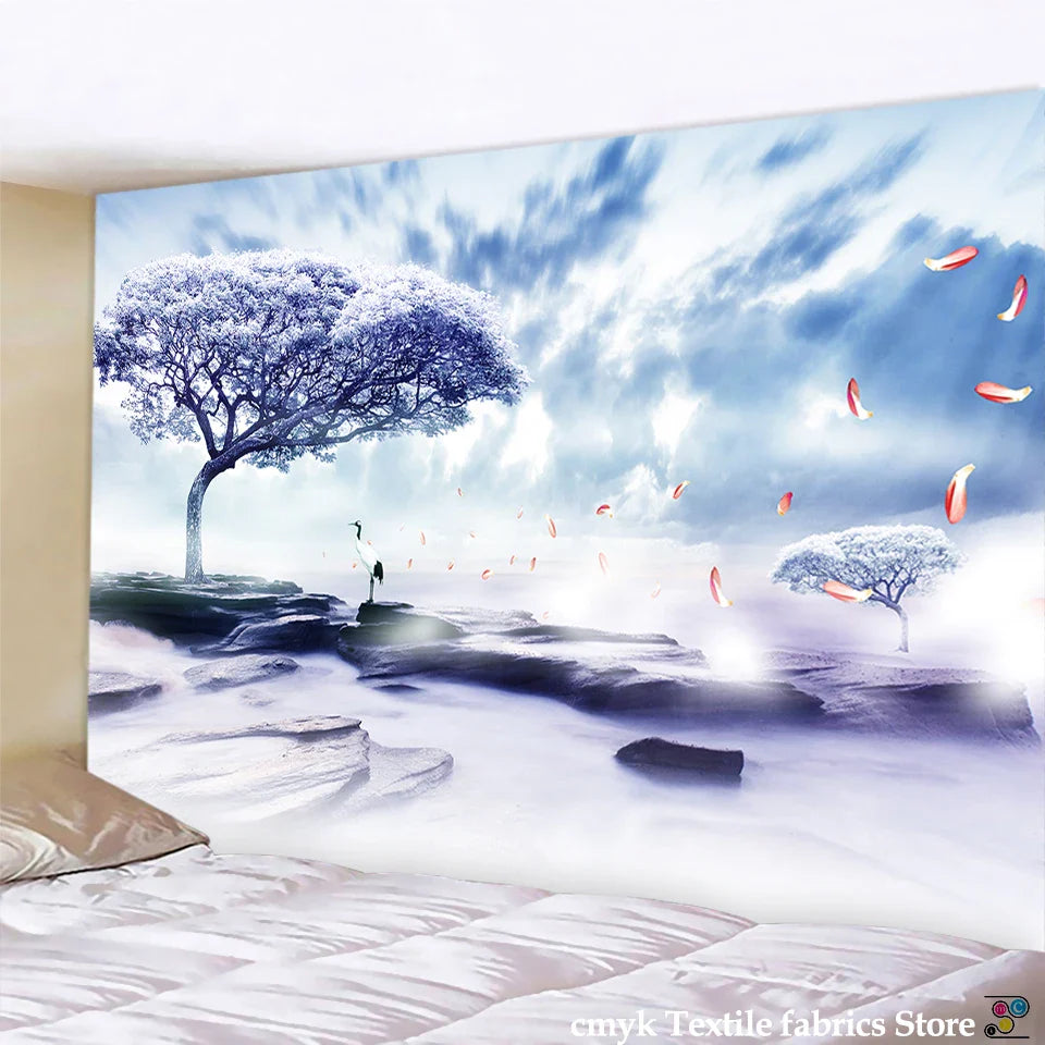 Afralia™ Tree Tapestry: Forest Starry Sky Hippie Wall Tapestries