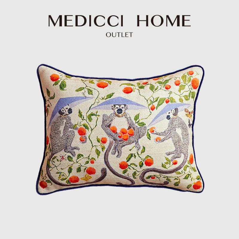 Afralia™ Mystical Monkeys Pillow Cover: Ancient Pattern Décor for Couch and Garden