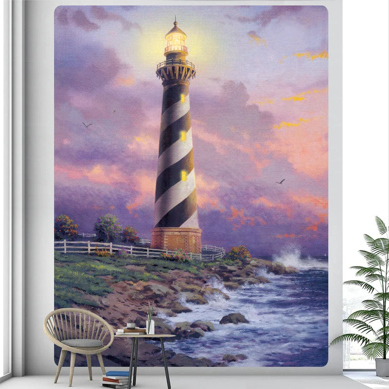 Afralia™ Nordic Forest Lighthouse Tapestry: Bohemian Bedroom Wall Decor