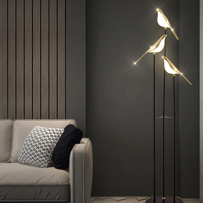 Afralia™ Luxury Bird Floor Lamp: Postmodern LED Golden Garden Study Living Room Lighting