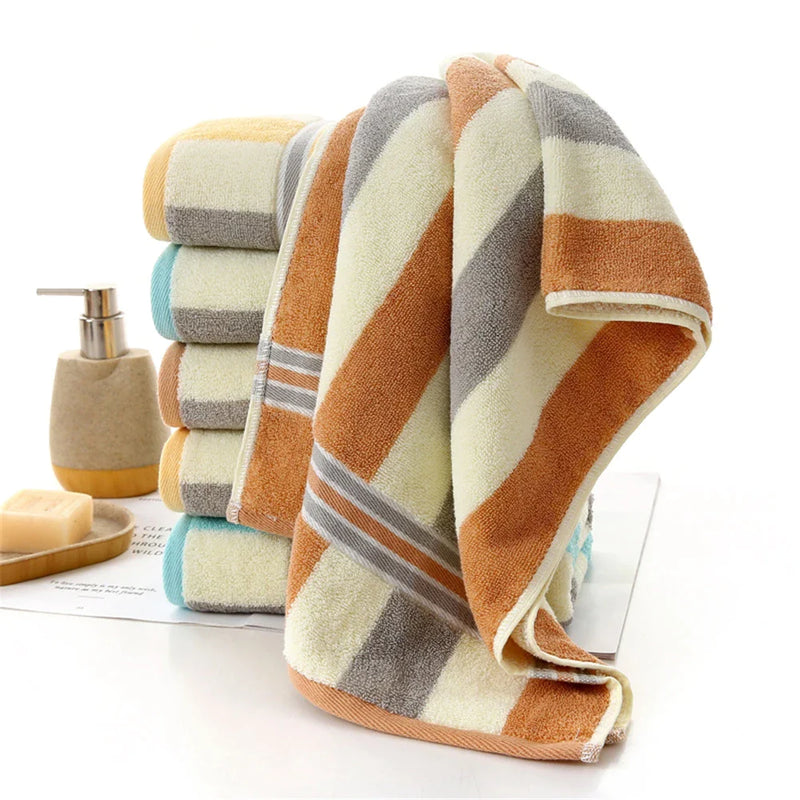 Afralia™ Striped Soft Cotton Hand Towel for Adults - High Quality