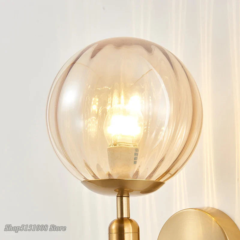 Afralia™ Nordic Glass Ball LED Wall Lamp for Bedroom, Bathroom, Stair, Aisle Lighting Fixtures