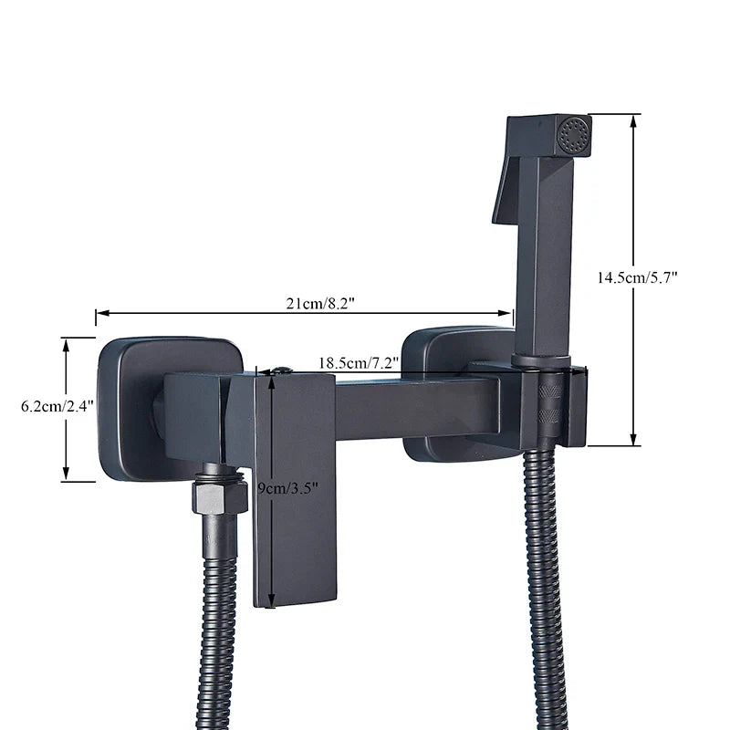 Afralia™ Matte Black Bidet Faucet Wall Mount Hot Cold Mixer for Toilet & Shower