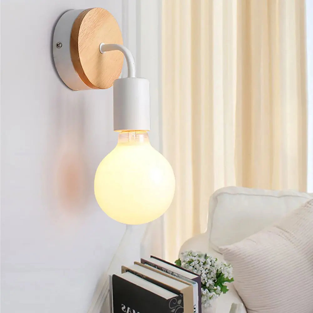 Afralia™ Modern Nordic Wooden Sconce Wall Lamp Indoor Home Light Fixture