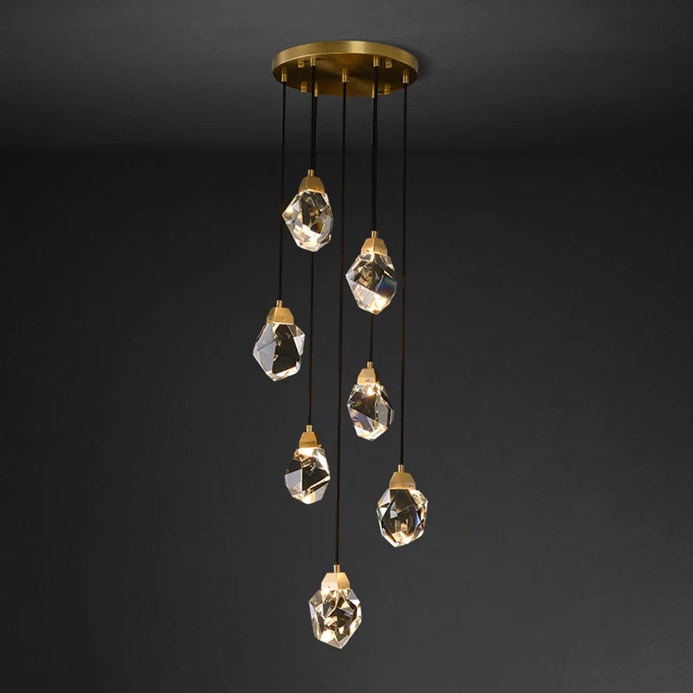 Afralia™ Diamond Crystal Stone Lustre Chandelier for Dinning Room