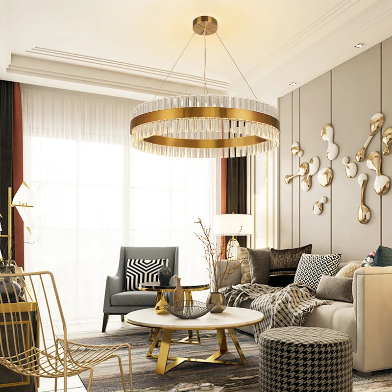 Afralia™ Crystal Chandelier LED Ring Lamp for Dining Living Room & Bedroom