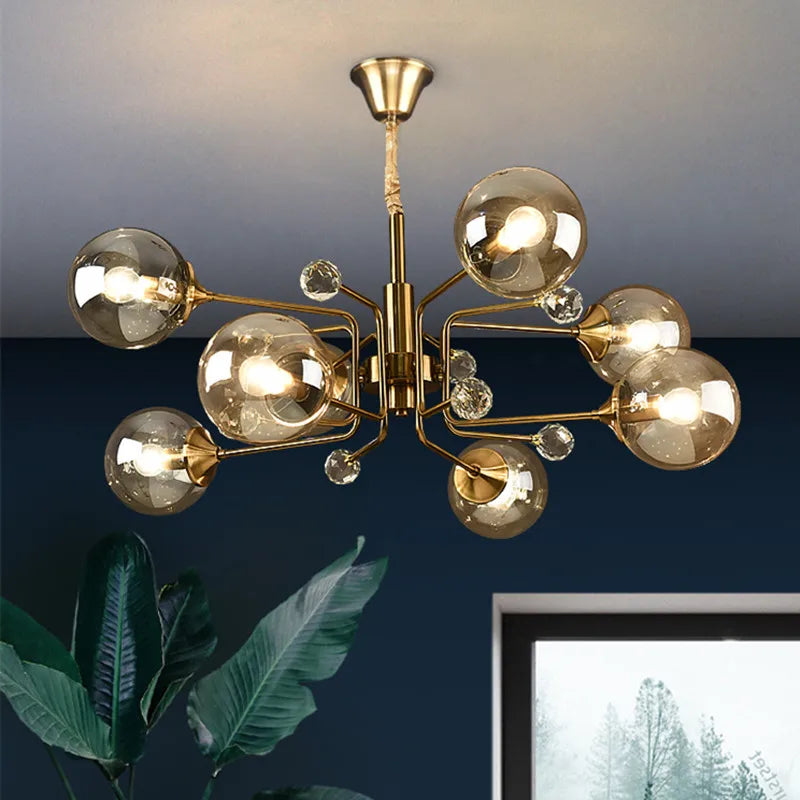 Afralia™ Glass Bubble Chandelier: Vintage Industrial Living Room Kitchen Island Light