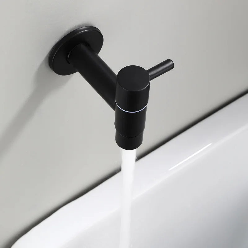 Afralia™ Stainless Steel Garden Faucet Single Cold Bidet Tap Black Small Bathroom Mixer