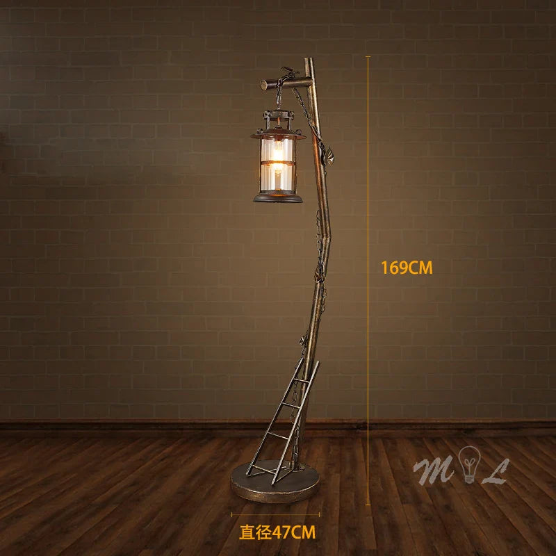 Afralia™ Vintage Industrial Country Floor Lamp for Bedroom Living Room Art Deco Standing Light