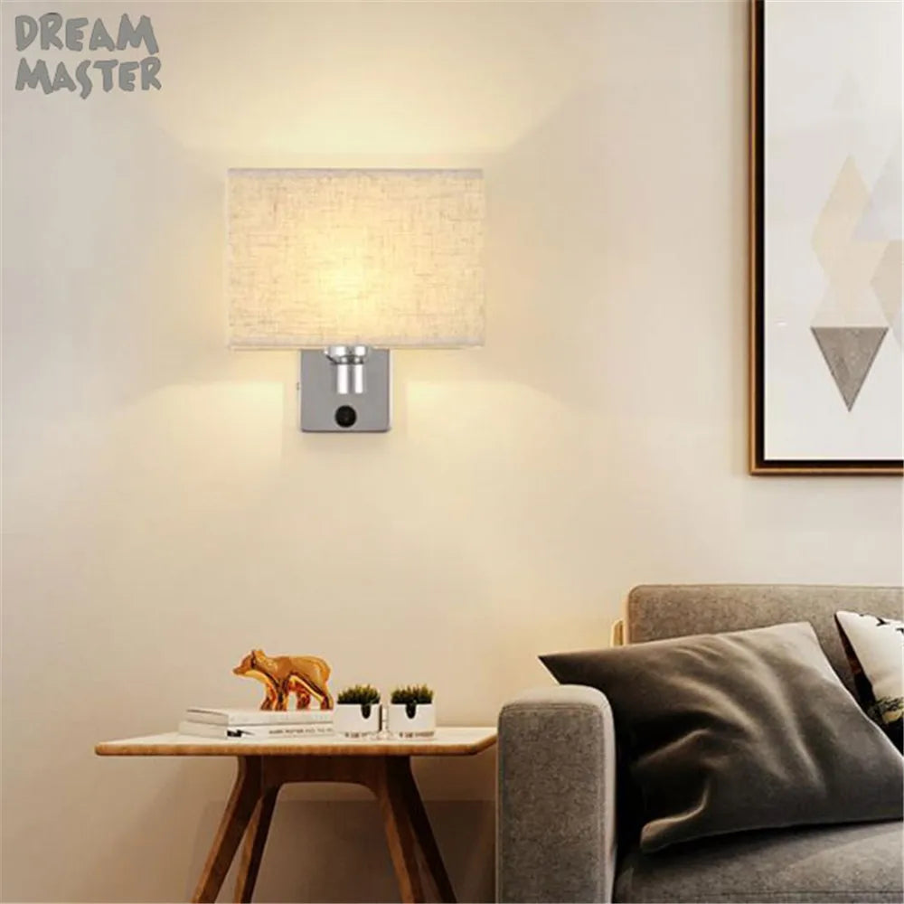 Afralia™ Vintage Industrial Bedside Wall Sconce with Oval Fabric Shade