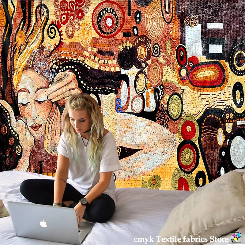 Afralia™ Bohemian Mosaic Murals Tapestry Wall Hanging Beach Mat Yoga Mat Home Decor