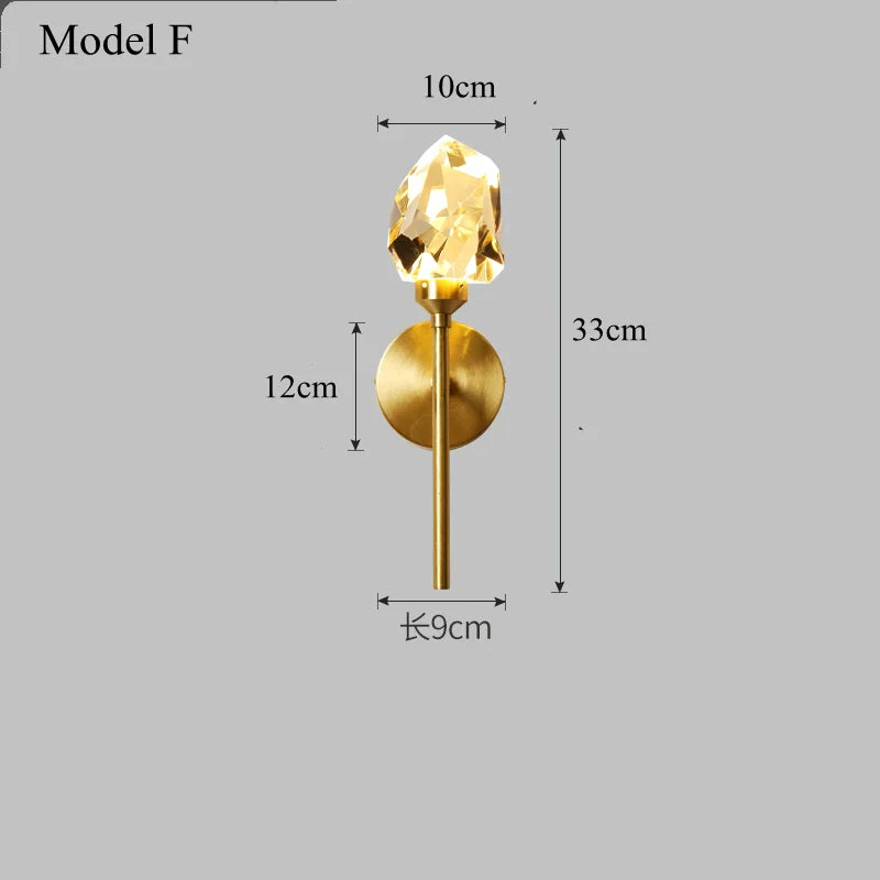 Afralia™ Crystal LED Wall Sconce Copper Light Fixture for Modern Luxury Home Decor