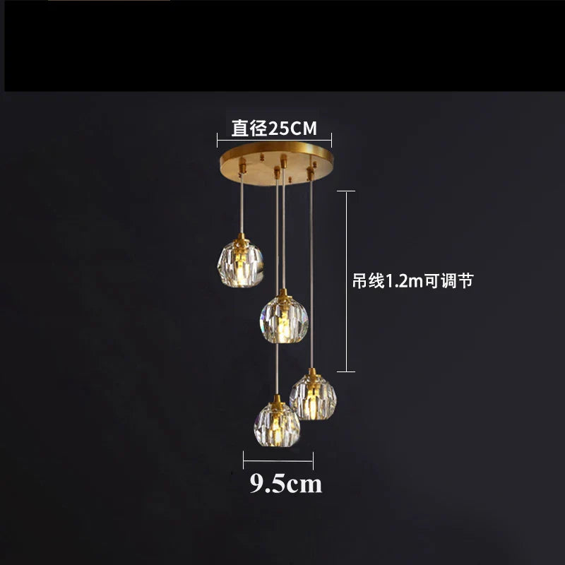 Afralia™ Diamond Crystal Copper LED Pendant Chandelier for Stylish Indoor Lighting.