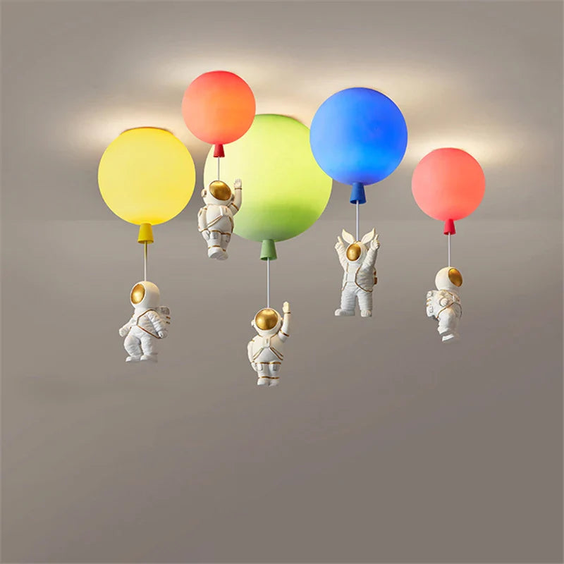 Afralia™ Astronaut Balloon LED Pendant Light for Children's Nursery Room