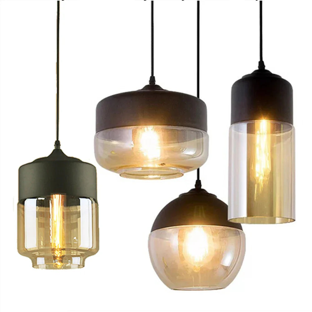 Afralia™ Modern Loft Glass Pendant Lamp LED Hanging Lights - Kitchen, Restaurant, Living Room