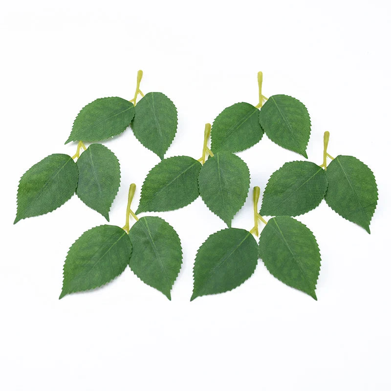 Afralia™ Rose Leaves DIY Gift Box Vases Home Decor Scrapbooking Silk Leaf Artificial Plants