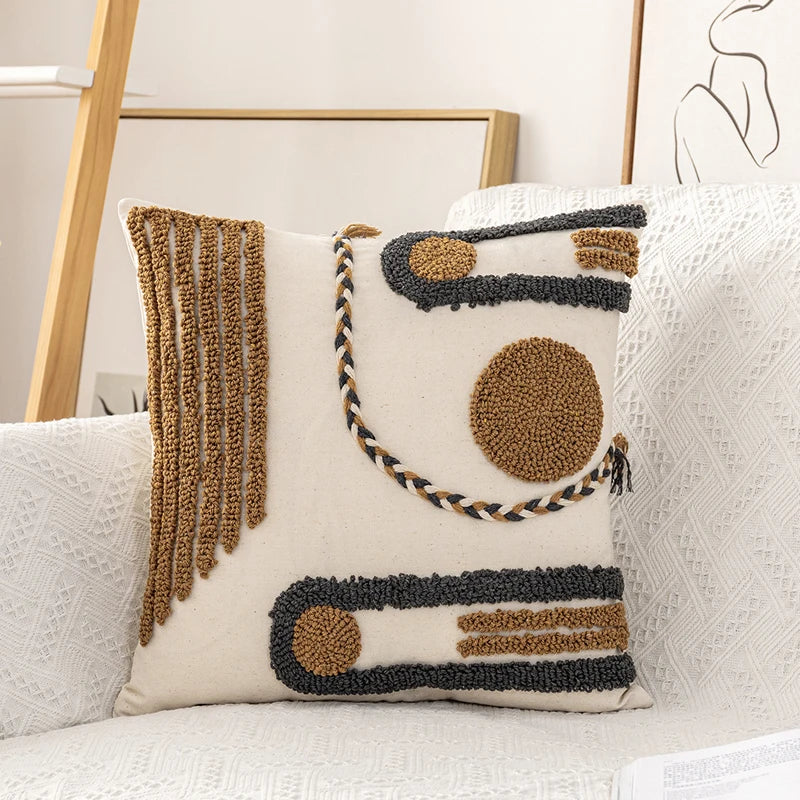 Afralia™ Loop Tufted Cotton Cushion Cover for Boho Home Decor