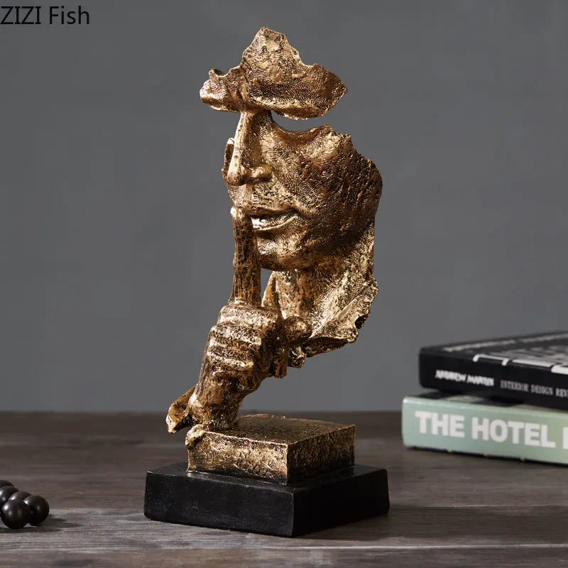 Afralia™ Retro Human Face Resin Statue Sculpture for Vintage Home Decor