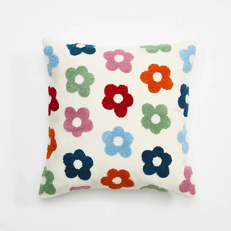 Afralia™ Embroidered Daisy Dandelion Cushion Cover 45x45cm for Sofa Bed Chair Living Room