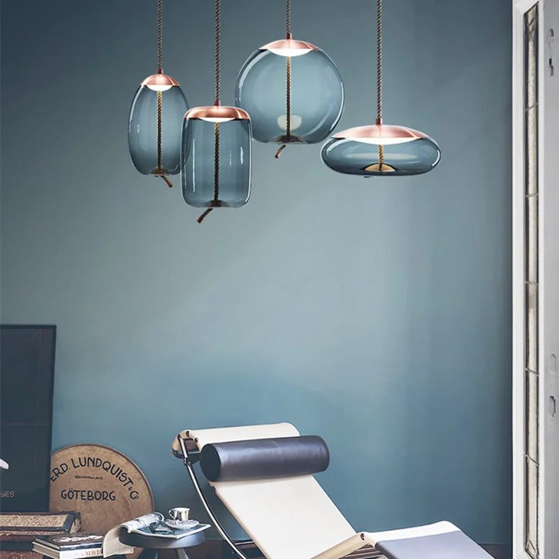 Nordic Glass Pendant Lights by Afralia™ - Scandinavian Design for Modern Industrial Decor