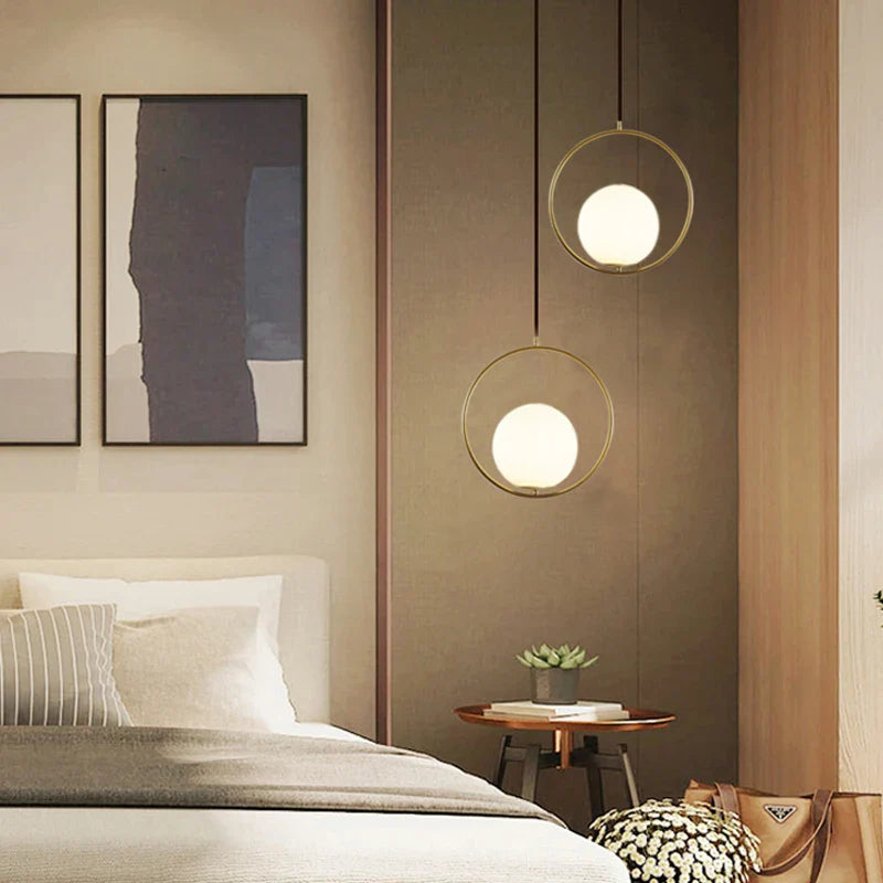 Afralia™ Nordic Glass Ball LED Pendant Lights - Elegant Living Room Kitchen Restaurant Decor