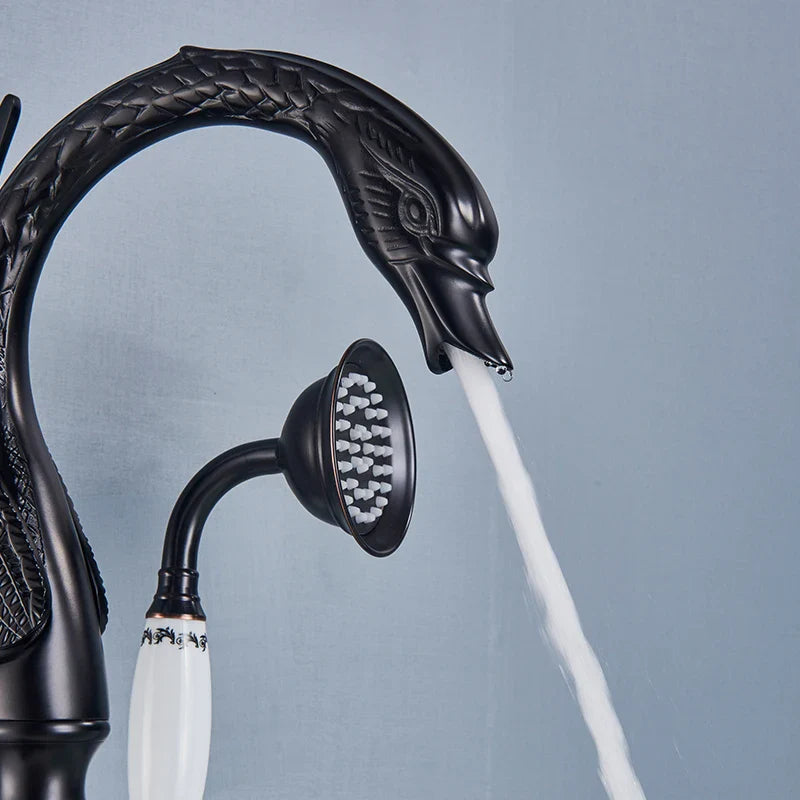 Afralia™ Matte Black Tub Faucet with Handheld Shower and Single Handle Mixer
